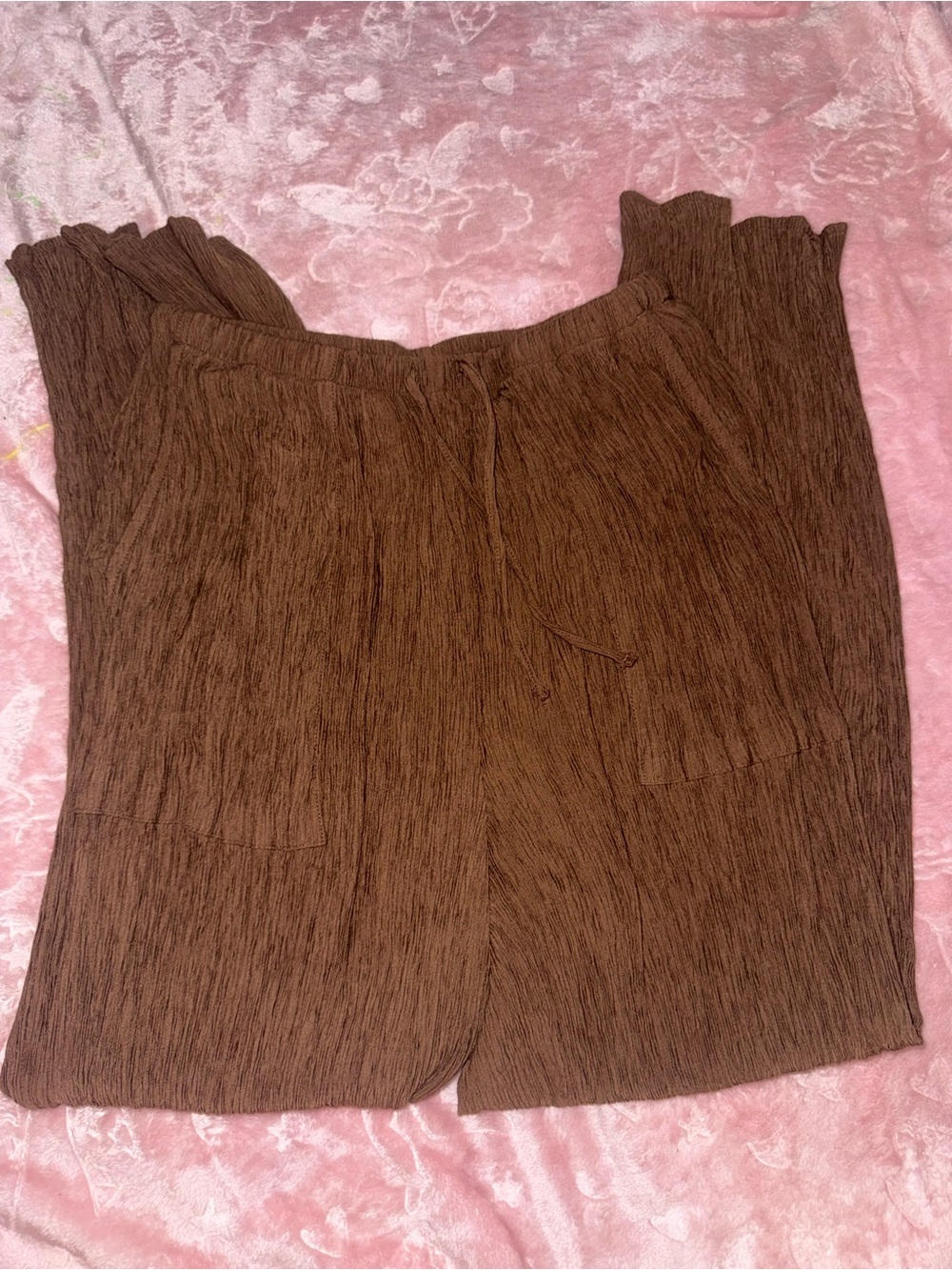 a.n.a Brown Pleated Wide-Leg Trousers